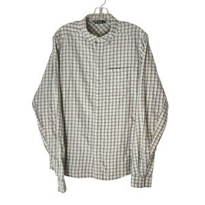 Arc'teryx Bernal Flannel LS Shirt Snap Collar Cream Grey Plaid M
